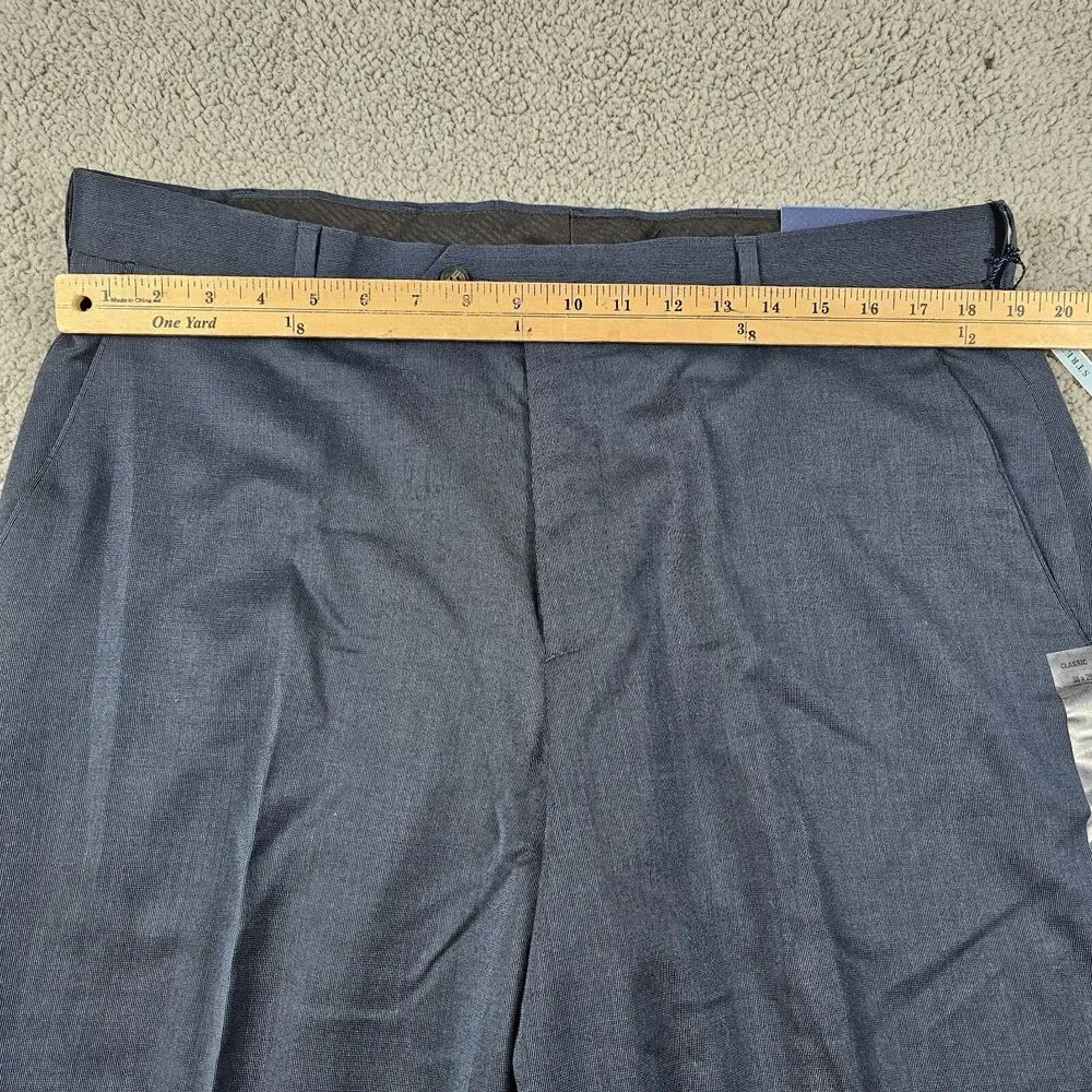 Croft & Barrow Pants Mens 38x29* Blue Flat Front Comfort Classic Fit Dress Slack